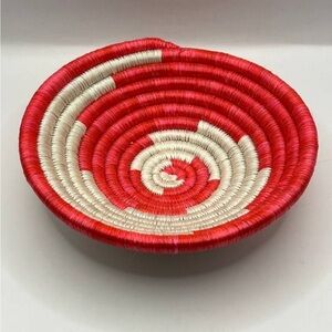 Hand Woven Pink Coil Wall Hanging Basket 7” GLOWS!